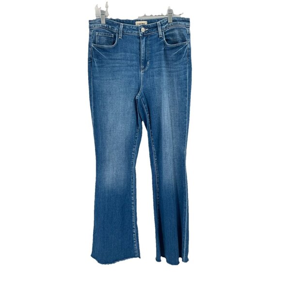 L'Agence High Rise Flare Jeans Raw Hems Sz 30 - Picture 1 of 5